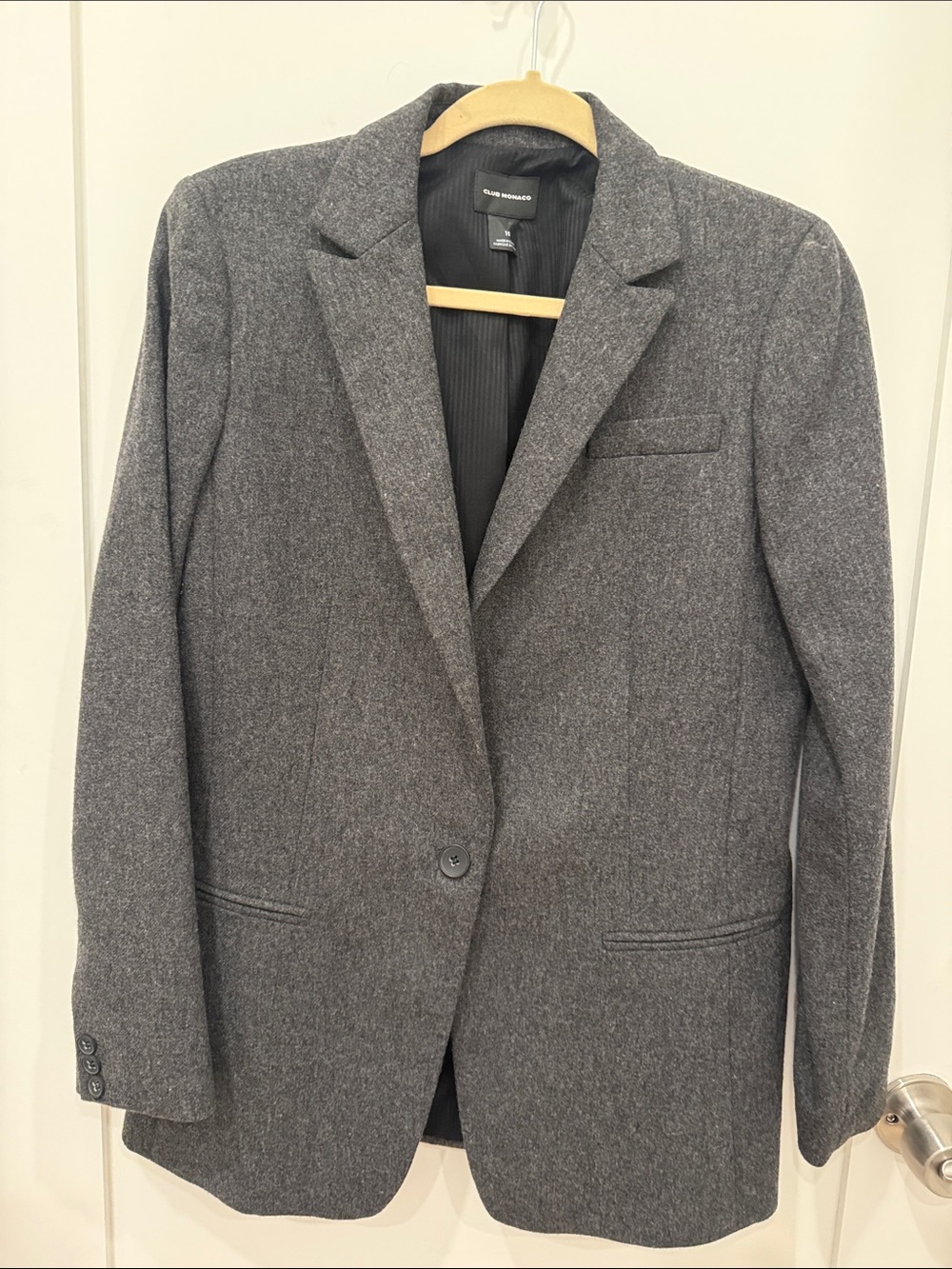 Club Monaco Black Blazer with Tan Hanger Accent